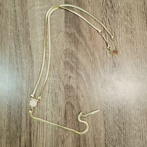 Kendra Scott Starla Necklace Gold Tone Pink White Iridescent Druzy Gem Y…